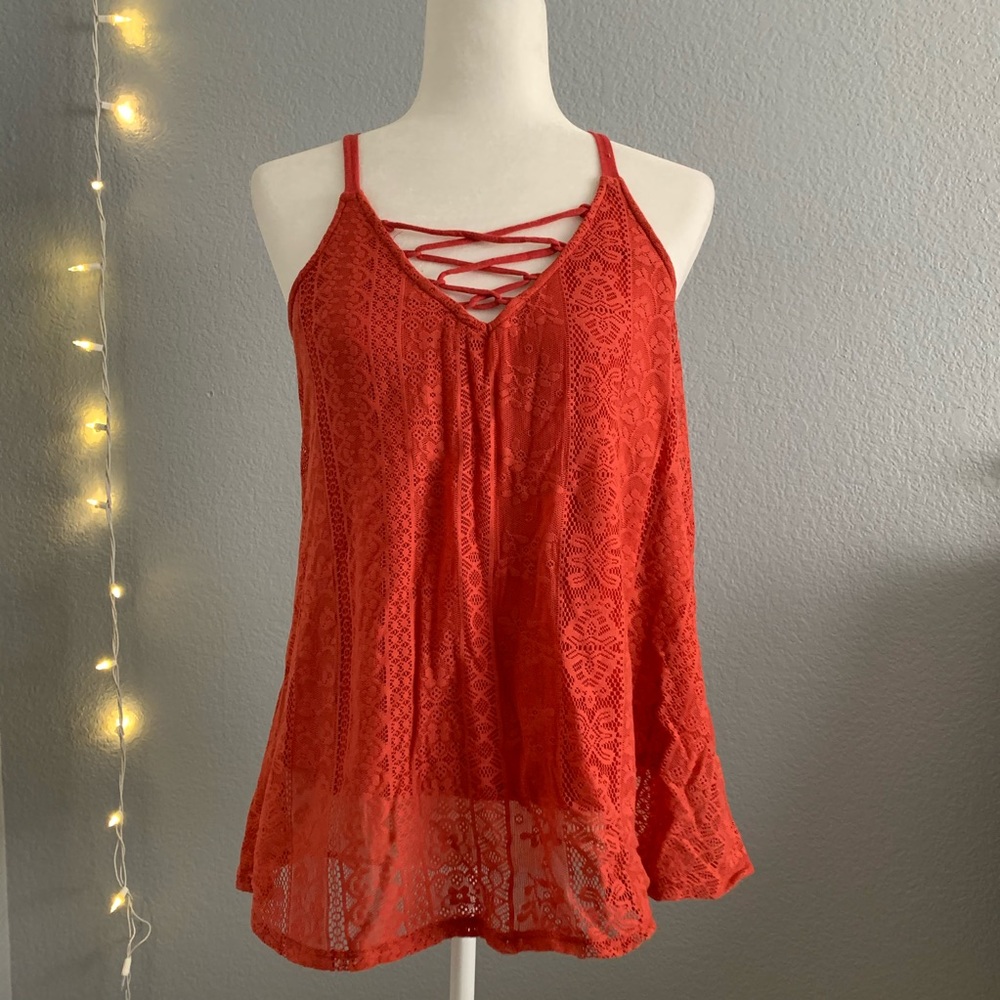 Strappy lace tank